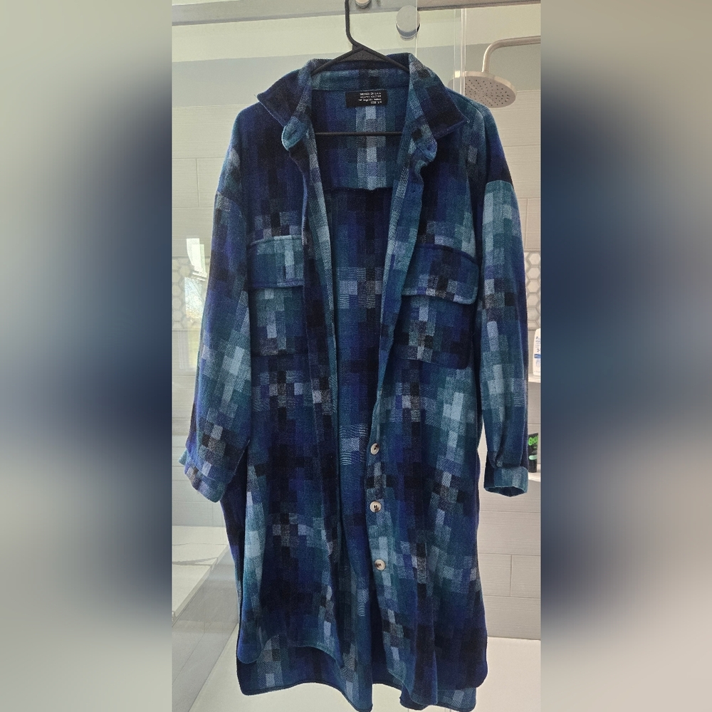 Dressed in LALA Blue Multi-Tone Pixel Button-Down Shirt